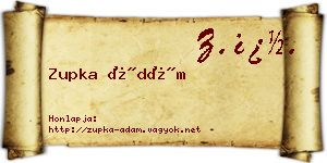 Zupka Ádám névjegykártya